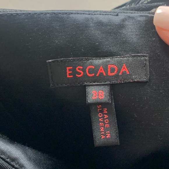 Escada Wool Mesh Sleeve Knee Length Black Sheath Cocktail Dress - Picture 5 of 16